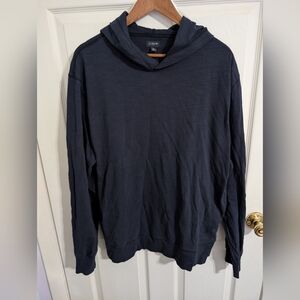 J. Crew Slub Jersey Hoodie Men's Navy Blue 100% Cotton Pullover Size XL